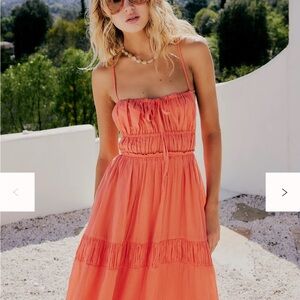 Free People Vibrant Orange Midi Dress